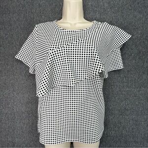 Ann Taylor Black and White Checkered Women's Top Size Medium (939)